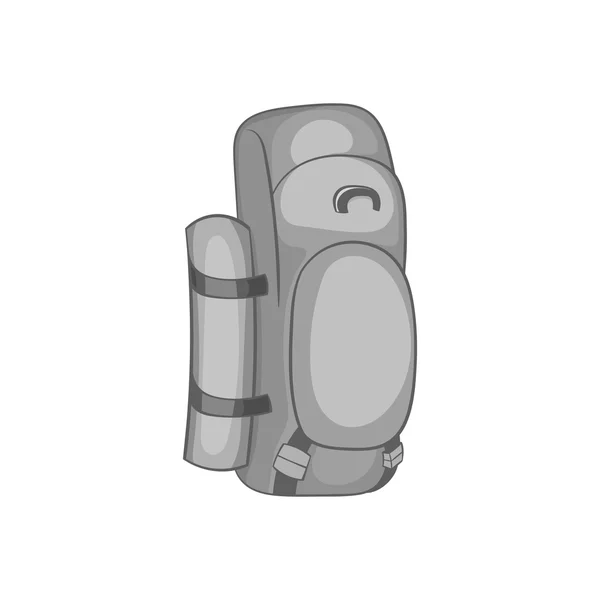 Senderismo icono de la mochila, negro estilo monocromo — Vector de stock