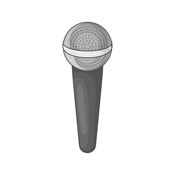 Icono del micrófono, negro estilo monocromo — Vector de stock