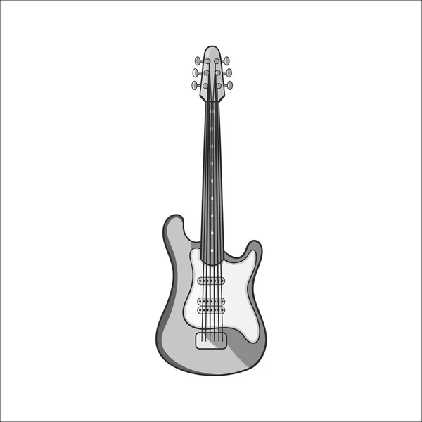 Electric guitar icon, black monochrome style — Stock Vector