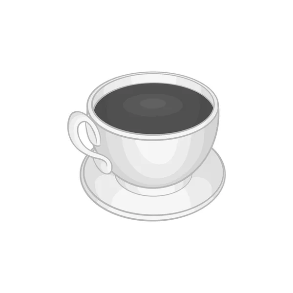 コーヒーアイコンのカップ、ブラックモノクロスタイル — ストックベクタ