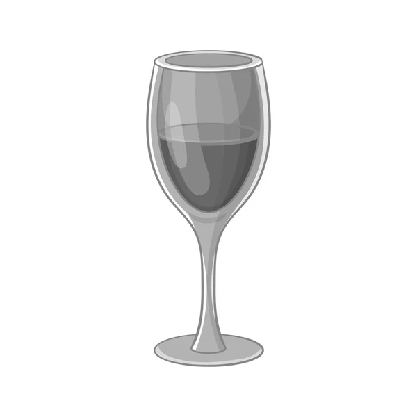 Glas wijn pictogram, zwart monochroom stijl — Stockvector