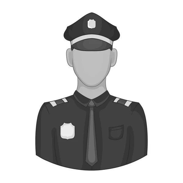 Policeman icon, black monochrome style — Stock Vector