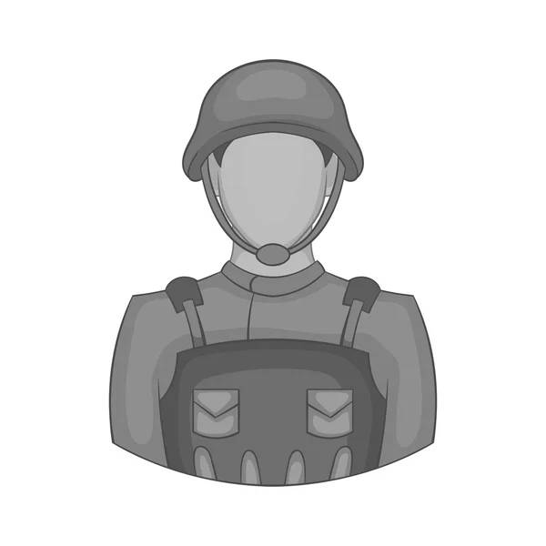 Піктограма солдата, чорний монохромний стиль — стоковий вектор