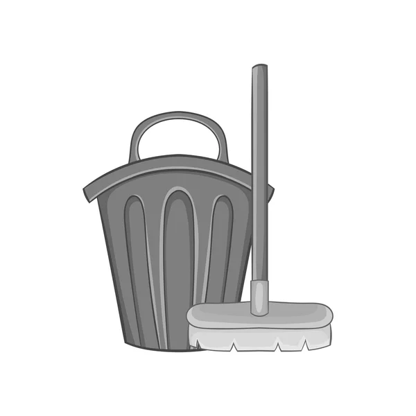 Brush and bucket icon, black monochrome style — Stock Vector