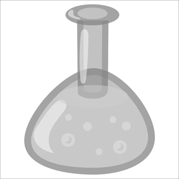 Icono del matraz de laboratorio, estilo monocromo negro — Vector de stock