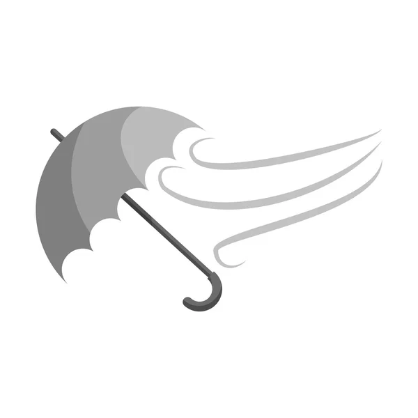 Wind and umbrella icon, black monochrome style — Stockvector