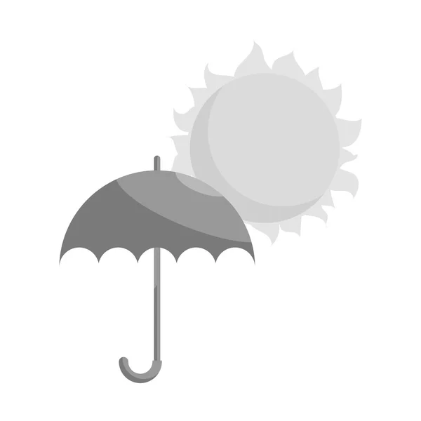 Paraguas e icono del sol, negro estilo monocromo — Vector de stock