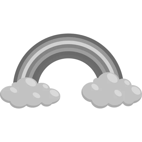 Clouds and rainbow icon, estilo monocromo negro — Archivo Imágenes Vectoriales