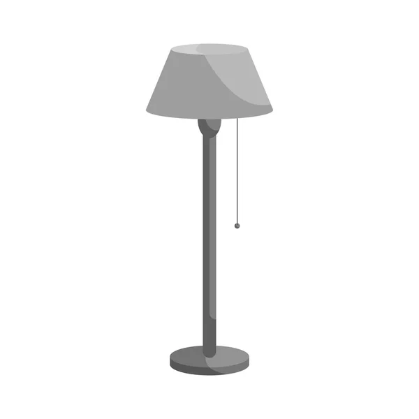 Długa ikona lampy podłogowych, czarno-monochromatyczny styl — Wektor stockowy