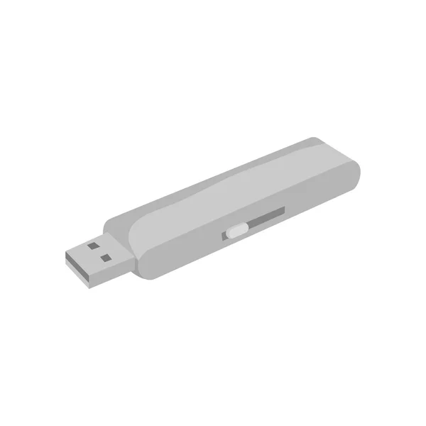 USB icono de la unidad flash, negro estilo monocromo — Vector de stock