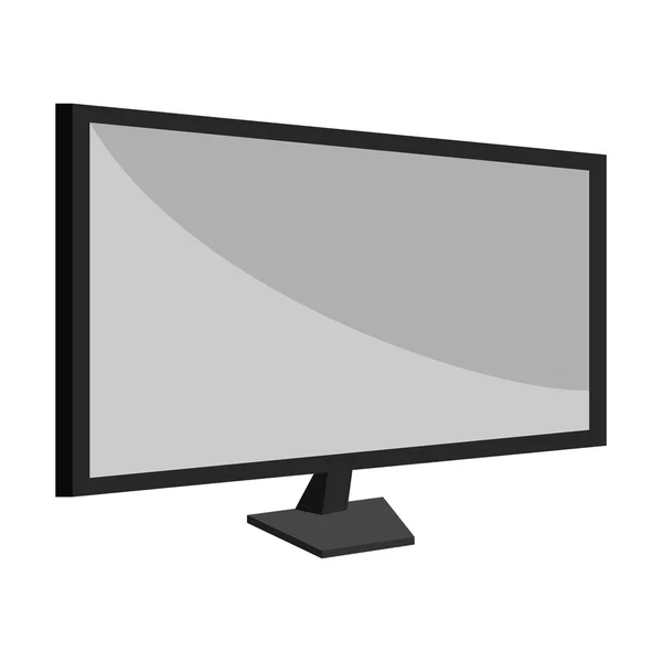 Icona del monitor del computer, nero in stile monocromatico — Vettoriale Stock