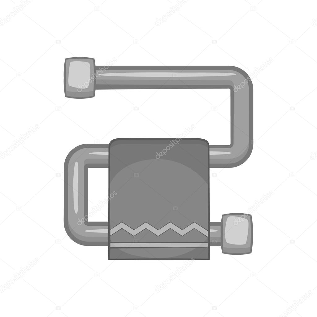 Heated towel rail icon, black monochrome style