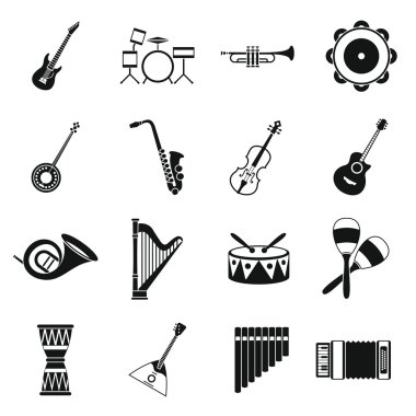 Müzik aletleri Icons set, basit tarzı