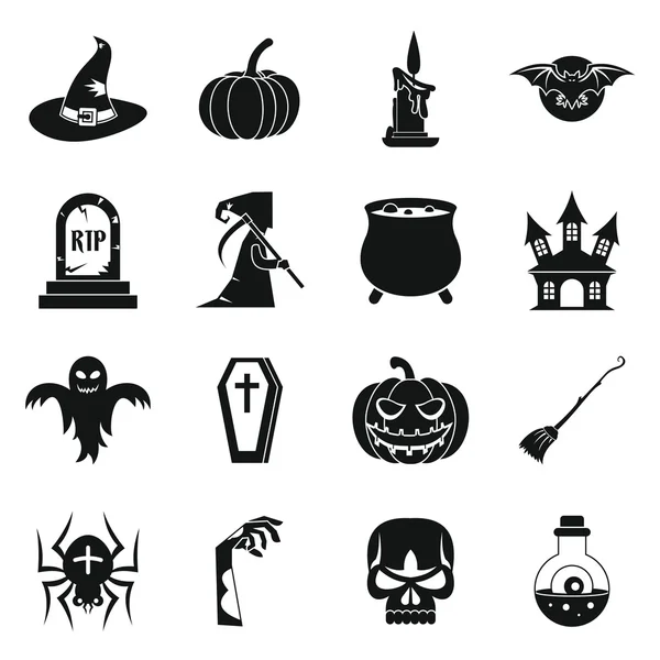 Ensemble d'icônes Halloween, style simple — Image vectorielle