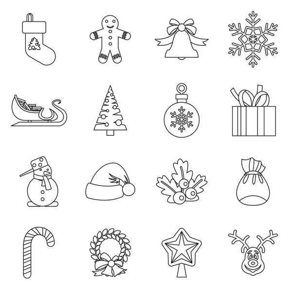 Conjunto de ícones de Natal, estilo esboço — Vetor de Stock