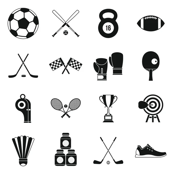 Sport equipment icons set, simple style — Stock Vector