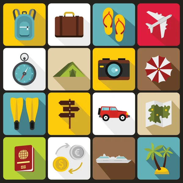 Conjunto de ícones de viagem, estilo plano —  Vetores de Stock
