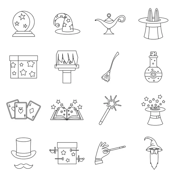 Magic icons set, outline style — Stock Vector