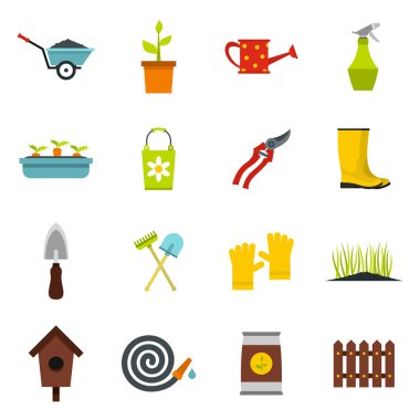 Bahçe Icons set, düz styl