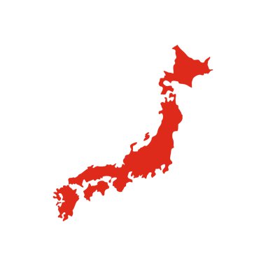 Kırmızı Japonya simgesi, düz stil Haritası
