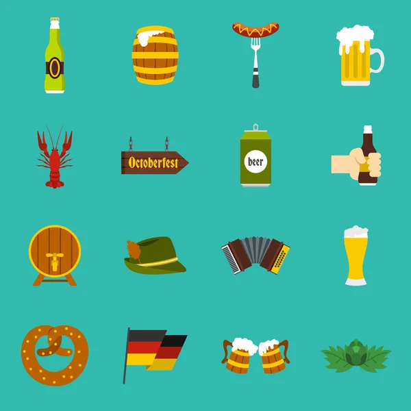 Conjunto de ícones Oktoberfest, estilo plano — Vetor de Stock