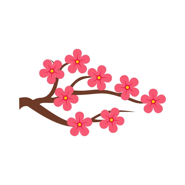Sakura gałąź ikona, płaski — Wektor stockowy