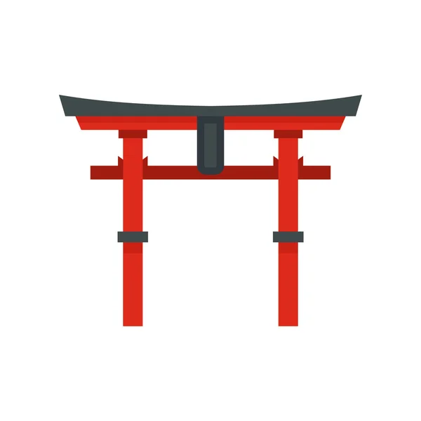 Japan gate icon, flat style — Stock Vector