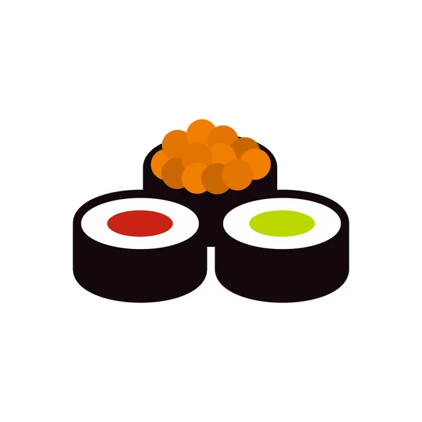 Sushi menggulung ikon, gaya datar - Stok Vektor