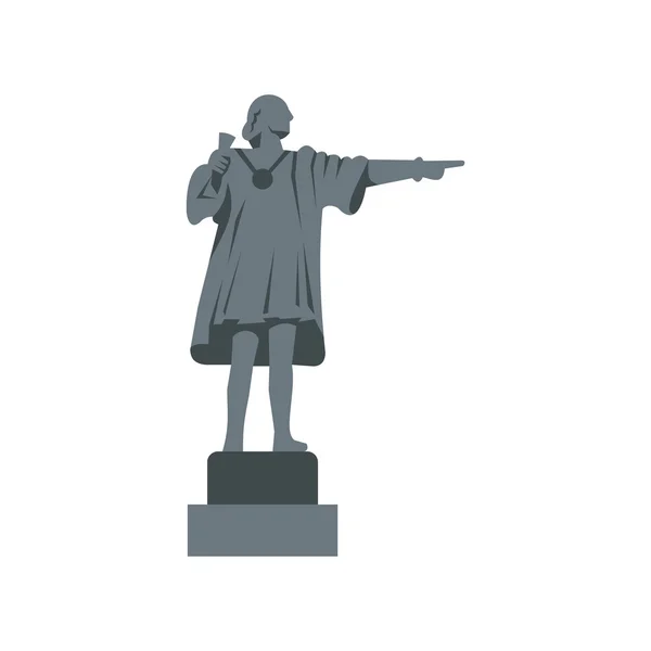 Estatua de Cristóbal Colón icono, de estilo plano — Vector de stock