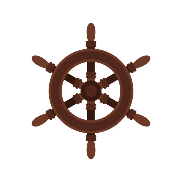 Wooden ship wheel icon, flat style — Stock Vector