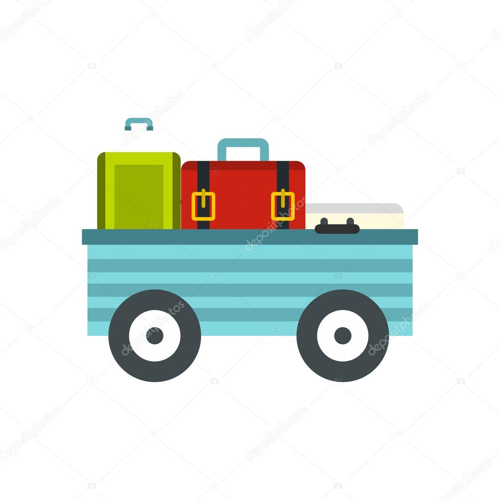 Freight trolley with loaded baggage icon
