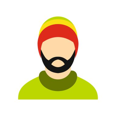 Rastafarian şapka kutsal kişilerin resmi, düz stil giyen adam