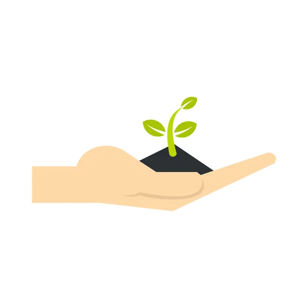 Növény a kezében ikon, lapos stílusú — Stock Vector