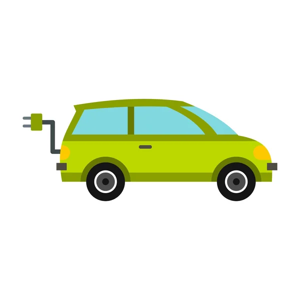 Eco auto pictogram, vlakke stijl — Stockvector