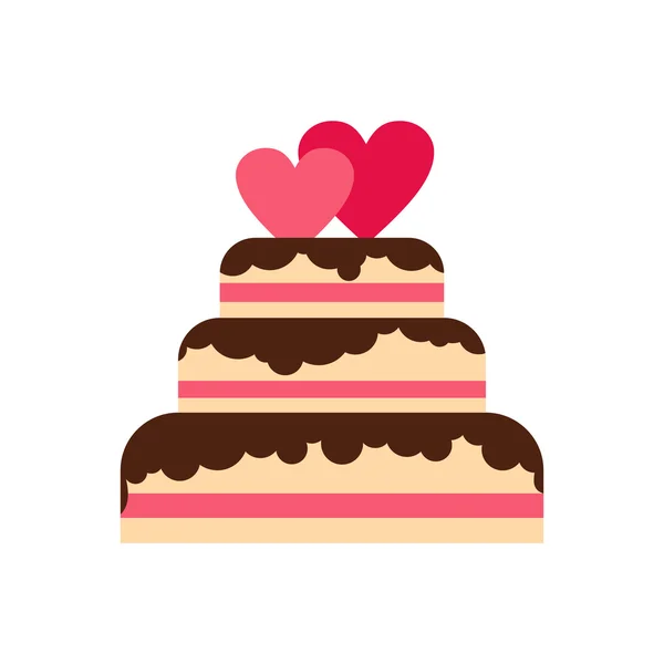 Icono de pastel de boda, estilo plano — Vector de stock
