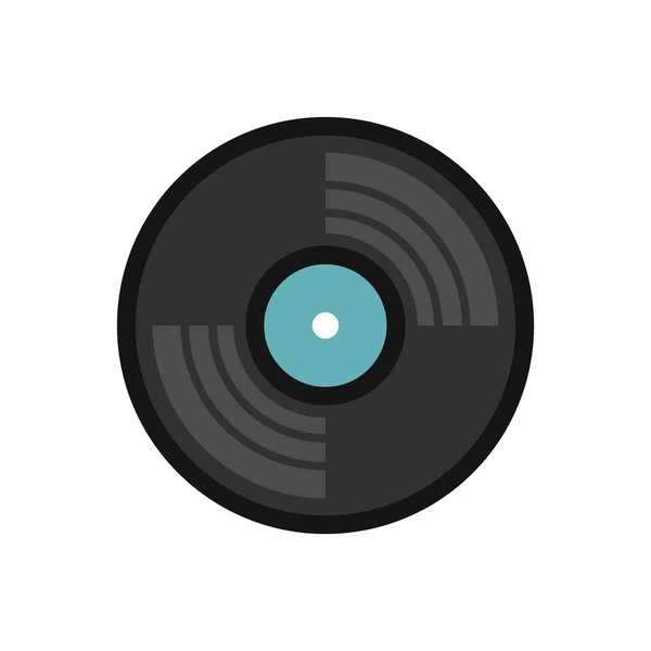 Icône disque vinyle, style plat — Image vectorielle