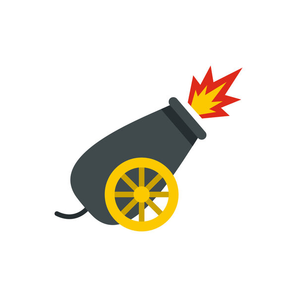 Cannon in the circus icon, flat style