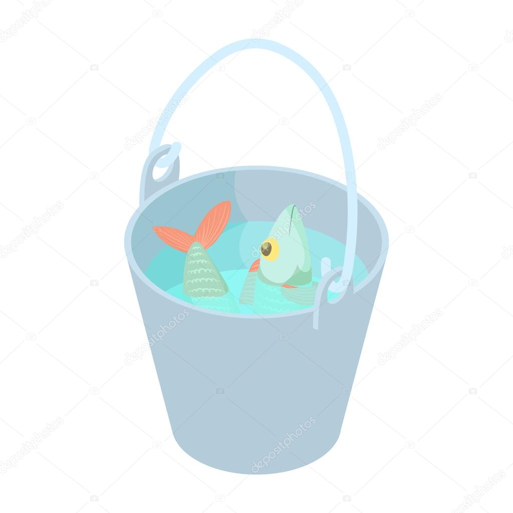 Bucket of fish icon, cartoon style Stock Vector by ©ylivdesign