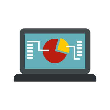 Grafik simgesi, düz stil ile dizüstü bilgisayar
