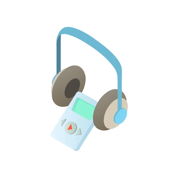 Museum audiogids, koptelefoon pictogram, cartoon stijl — Stockvector