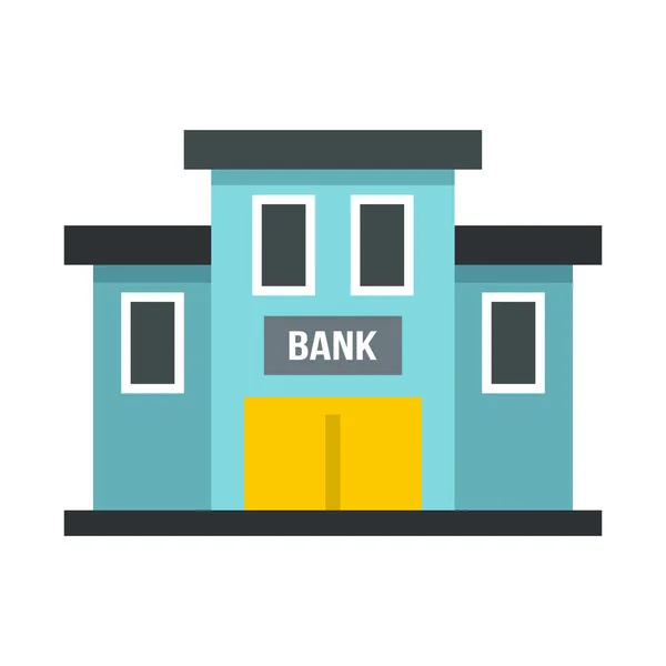 Ícone de edifício bancário, estilo plano — Vetor de Stock