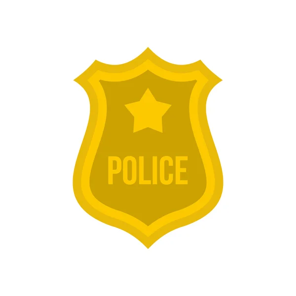 Police badge icon, flat style — Stock Vector