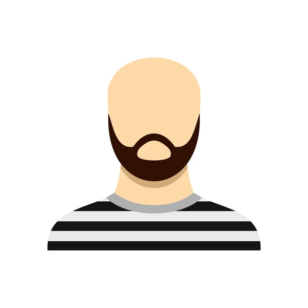 Prisoner with a beard icon, flat style — Stock Vector