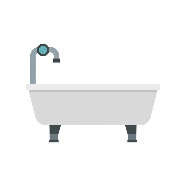 Ванна с иконой крана, плоский стиль — стоковый вектор