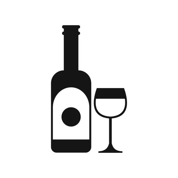 Icono de vino y vidrio, estilo simple — Archivo Imágenes Vectoriales