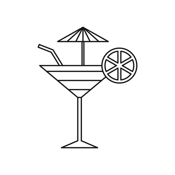Икона фруктового коктейля, стиль контура — стоковый вектор