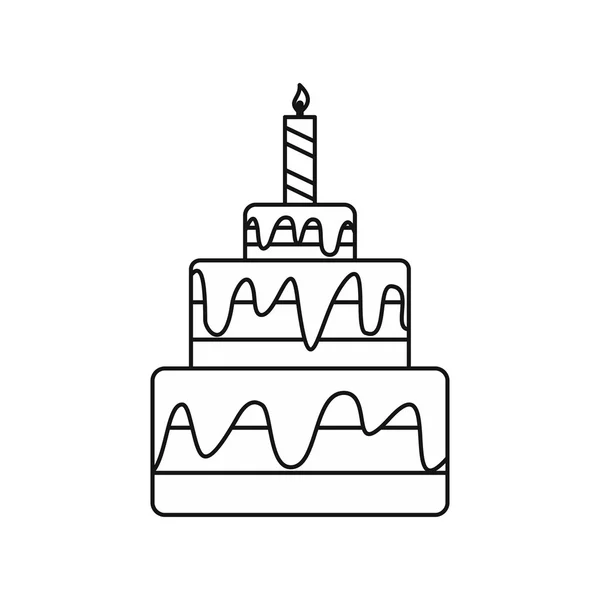 Піктограма торта, стиль контуру — стоковий вектор