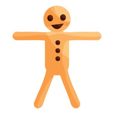 Zencefilli kurabiye adam kurabiye simgesi, karikatür tarzı