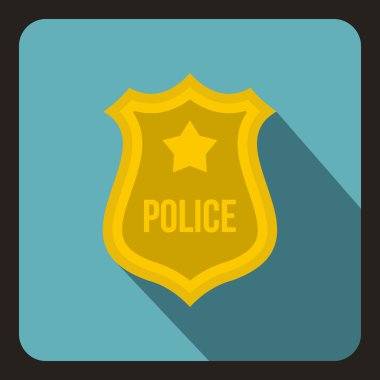 Police badge icon, flat style clipart