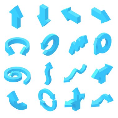 İzometrik 3d tarzda okları Icons set